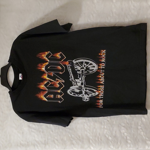 AC/DC "For Those About To Rock" short sleeve black graphic tee size Large - Picture 1 of 6